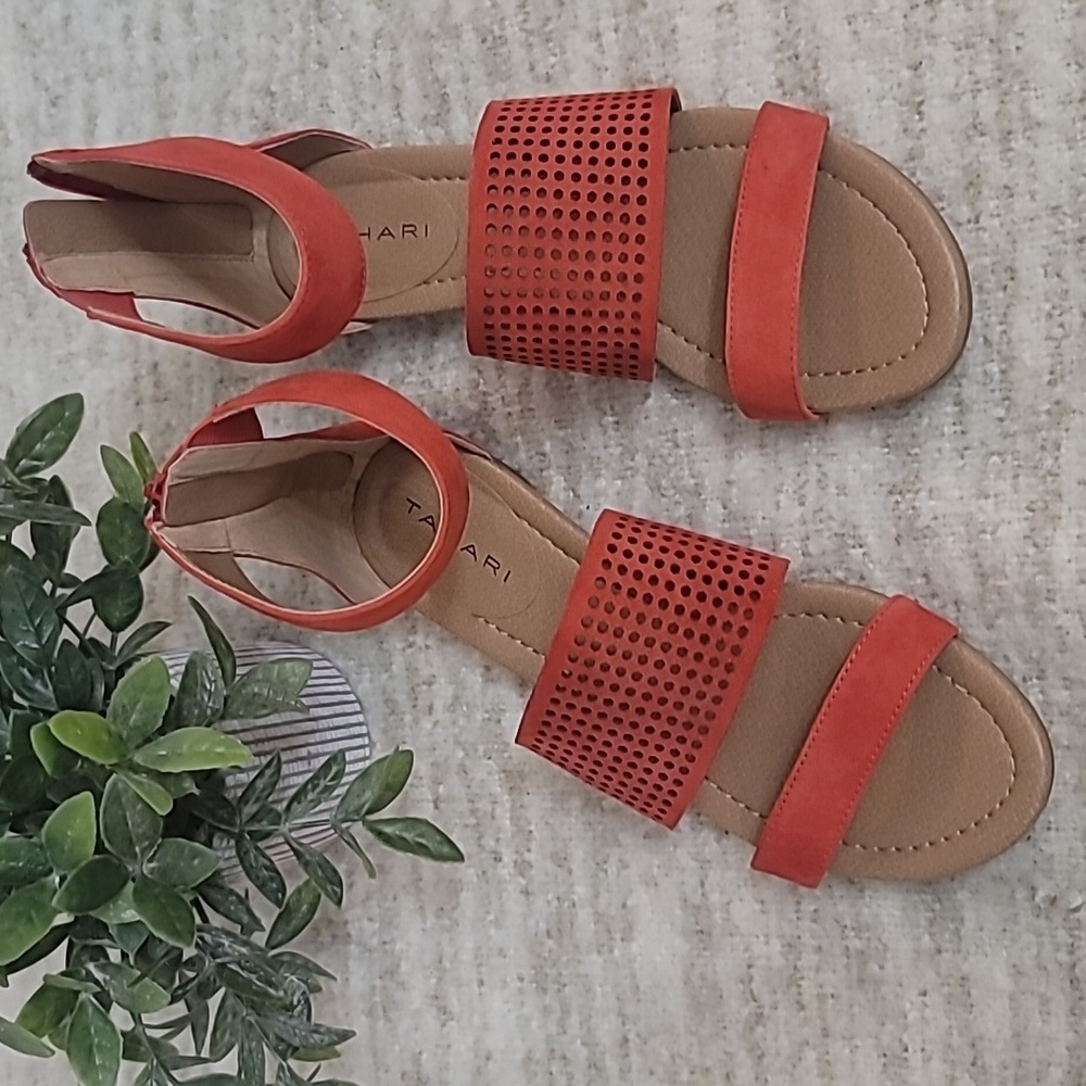 Orange suede sandals